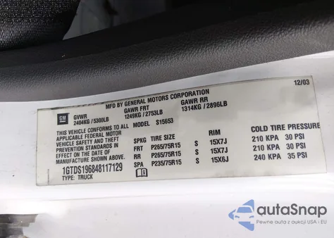 2004 GMC Canyon Sle из США, поврежденный, VIN 1GTDS196848117129